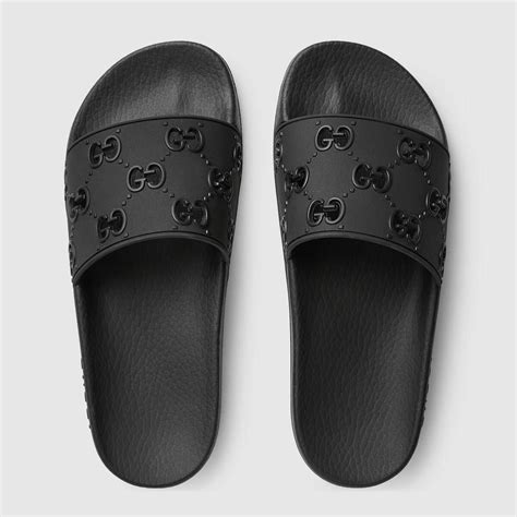 gucci white rubber slides|gucci black rubber slides women's.